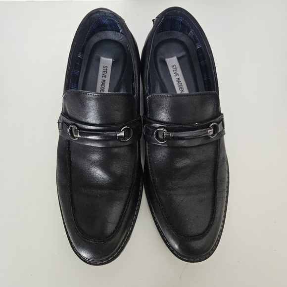 Steve Madden Mens Black Leather Slip On Loafers Sz 11 - Picture 2 of 8